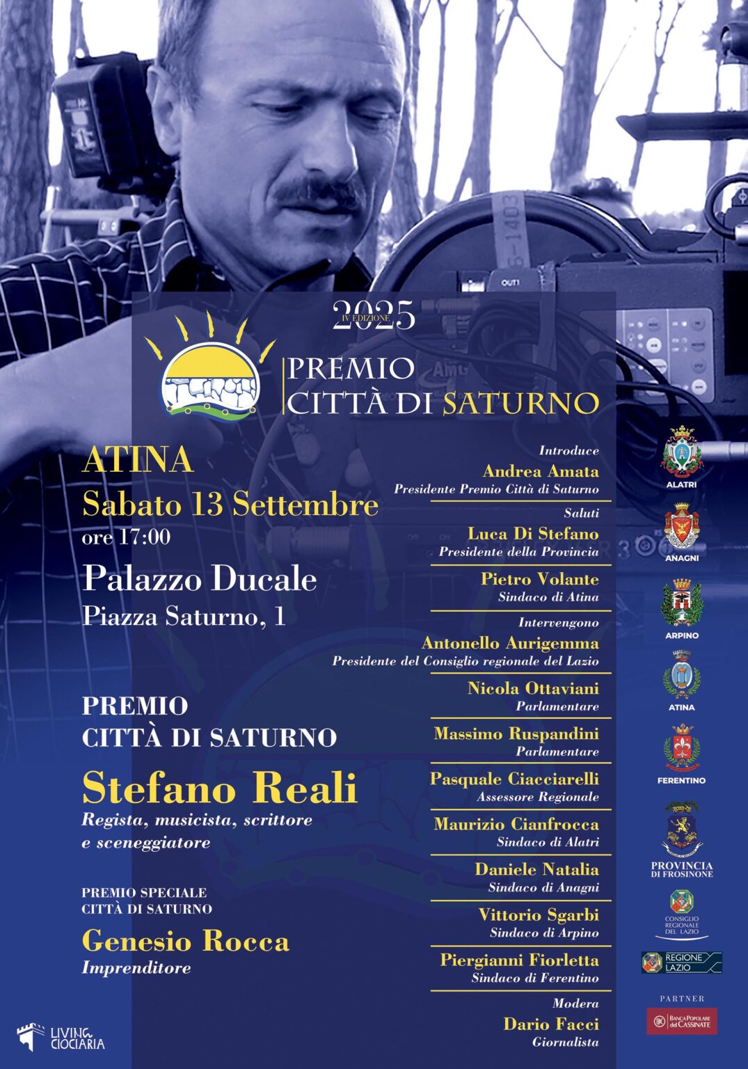 Premio Città di Saturno 2025: Stefano Reali e Genesio Rocca ad Atina