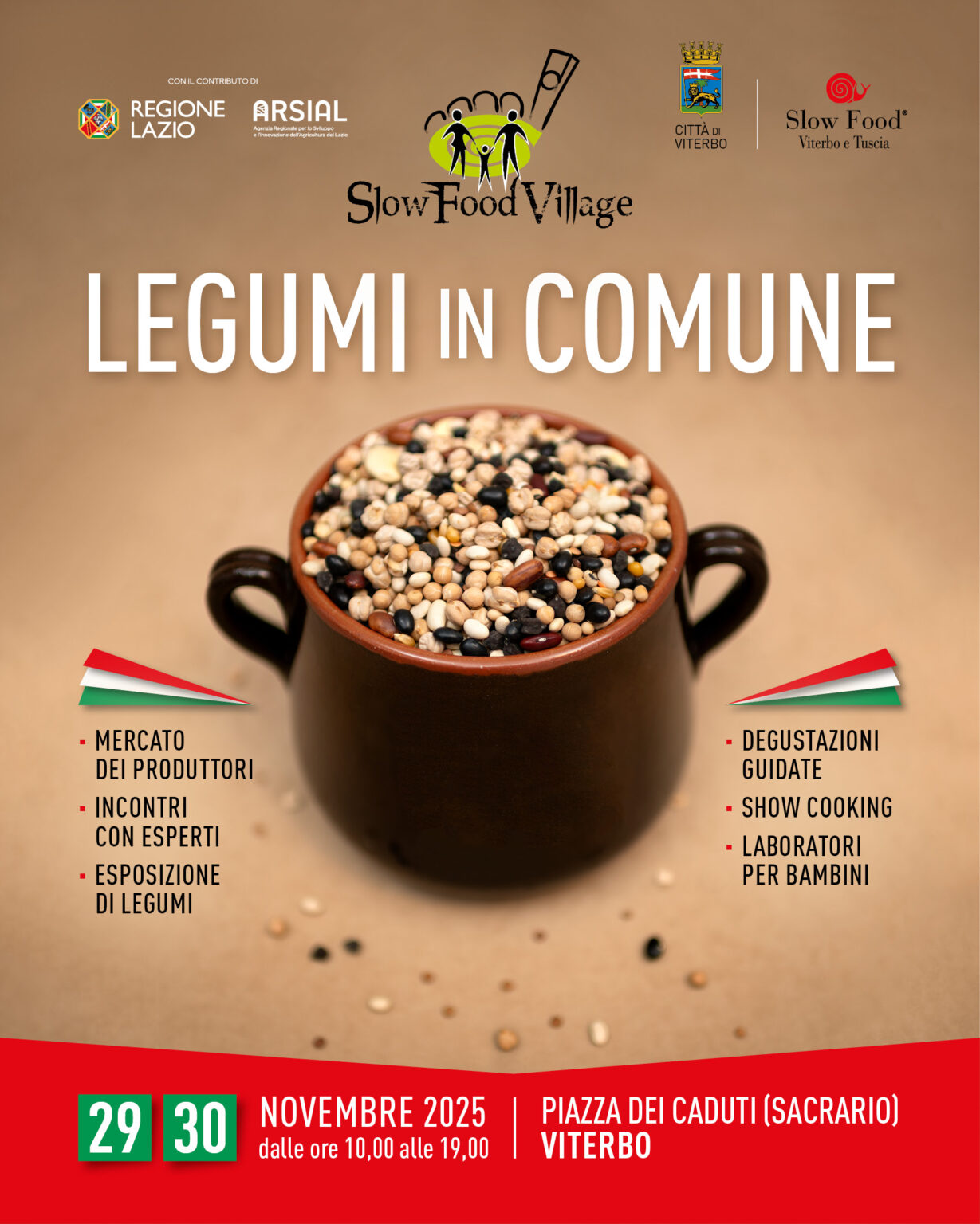 A Viterbo torna lo Slow Food Village: protagonisti i legumi della Tuscia e del Lazio