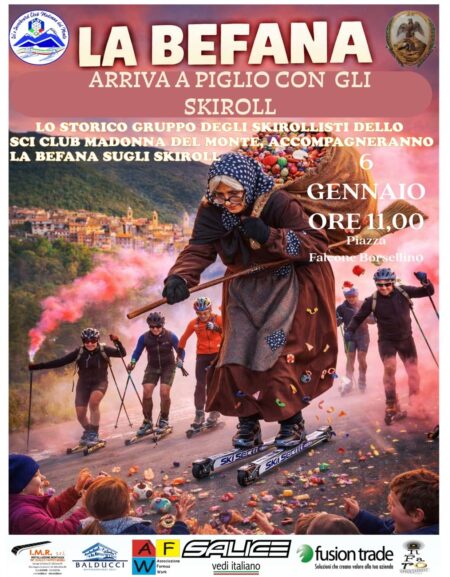 A Piglio l’Epifania si colora con la Befana sugli skiroll