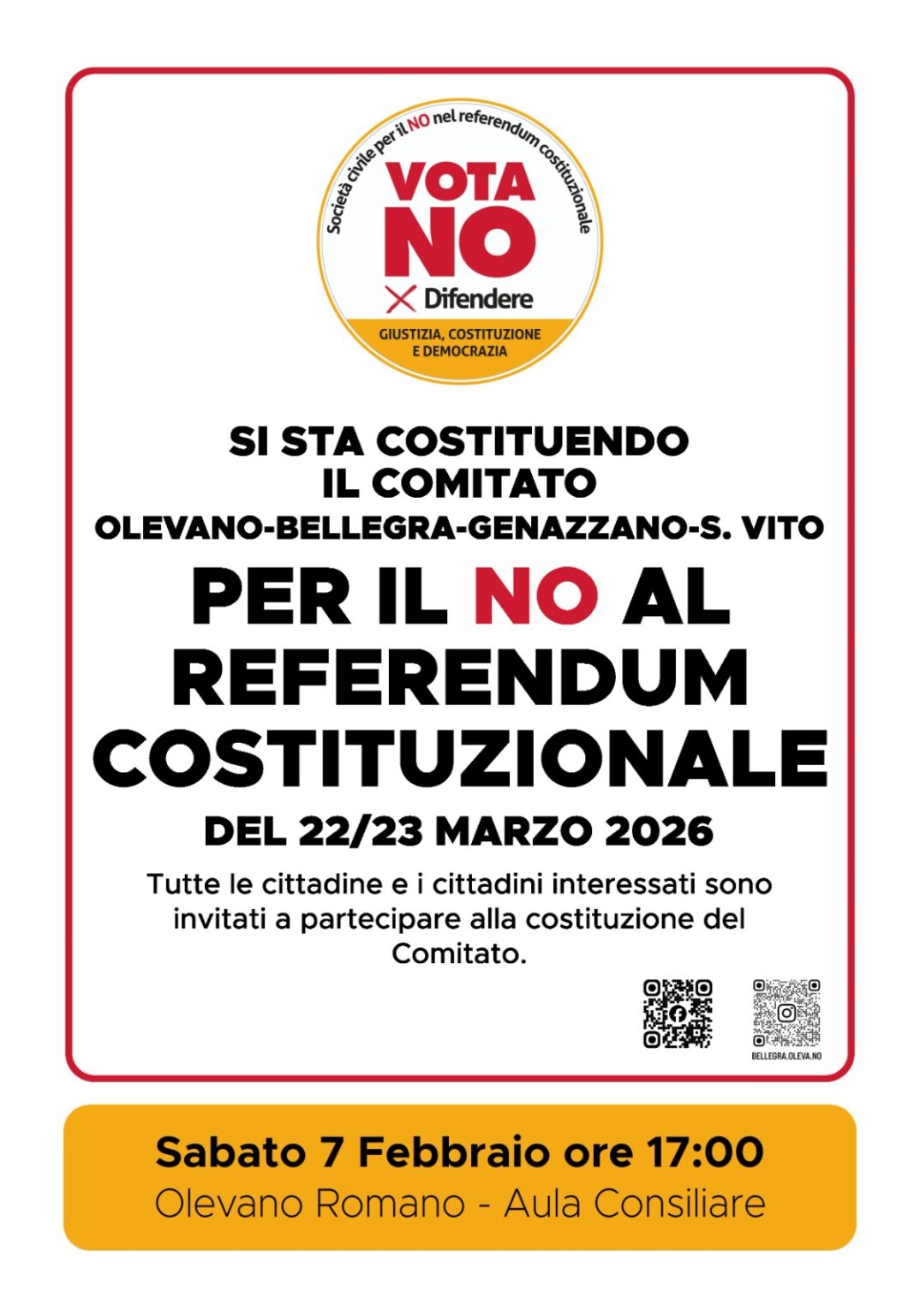 Nasce il Comitato Olevano–Bellegra in vista del referendum costituzionale