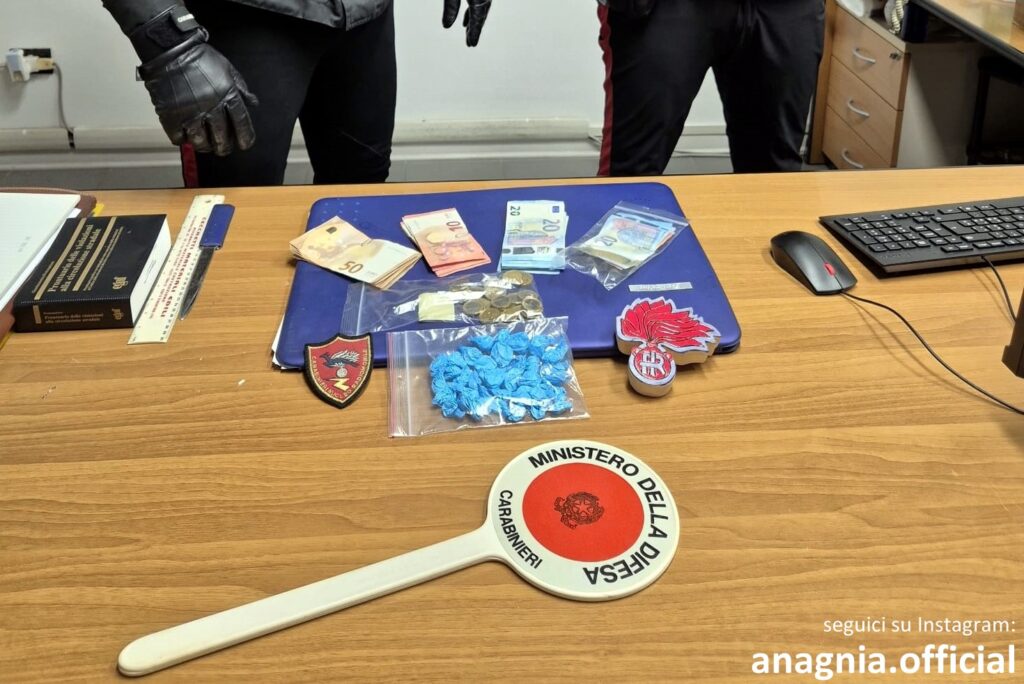 Anagni, controlli antidroga: arrestato 19enne con 44 dosi di cocaina e 690 euro in contanti