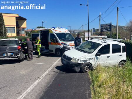 Incidente stradale sulla via Anticolana: due auto coinvolte ad Anagni