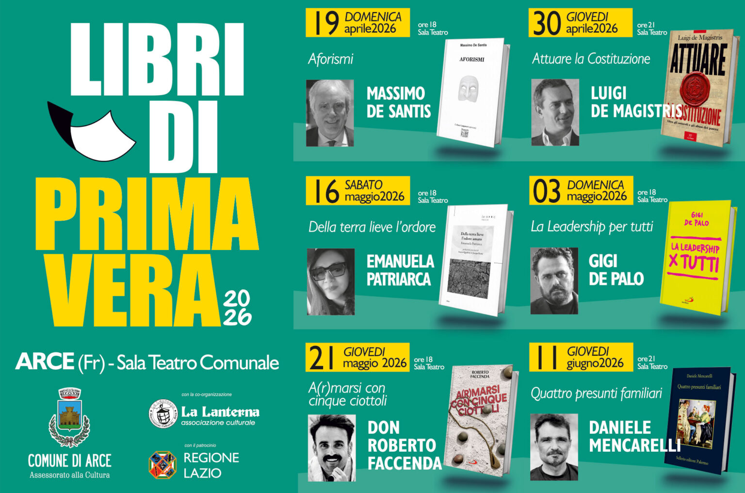 Arce, torna “Libri di Primavera” 2026: grandi autori e temi forti per una rassegna in crescita